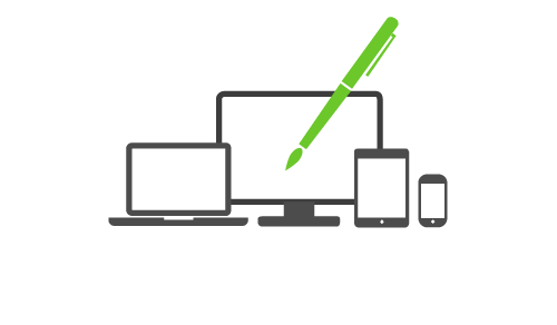 Responsive Webdesign dargestellt durch Computer verschiedener Größe