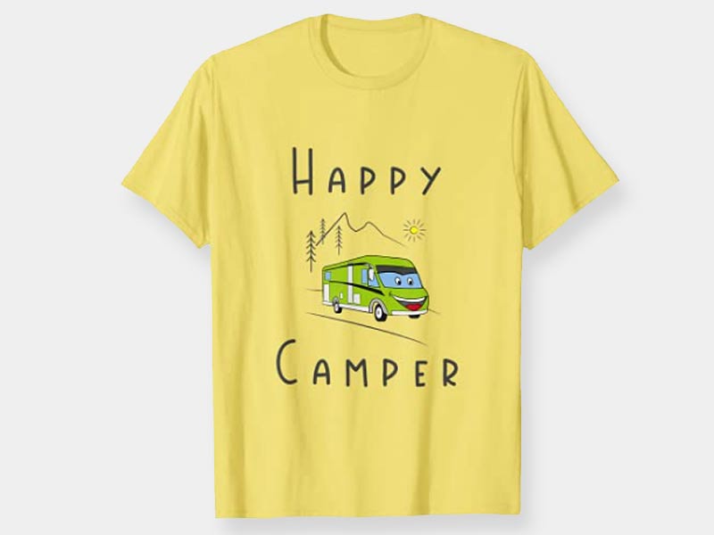 Happy Camper T-Shirt - Wohnmobil mit Smiley Face und Schriftzug - Happy Camper
